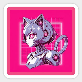 Cybernetic Feline Elegance Sticker